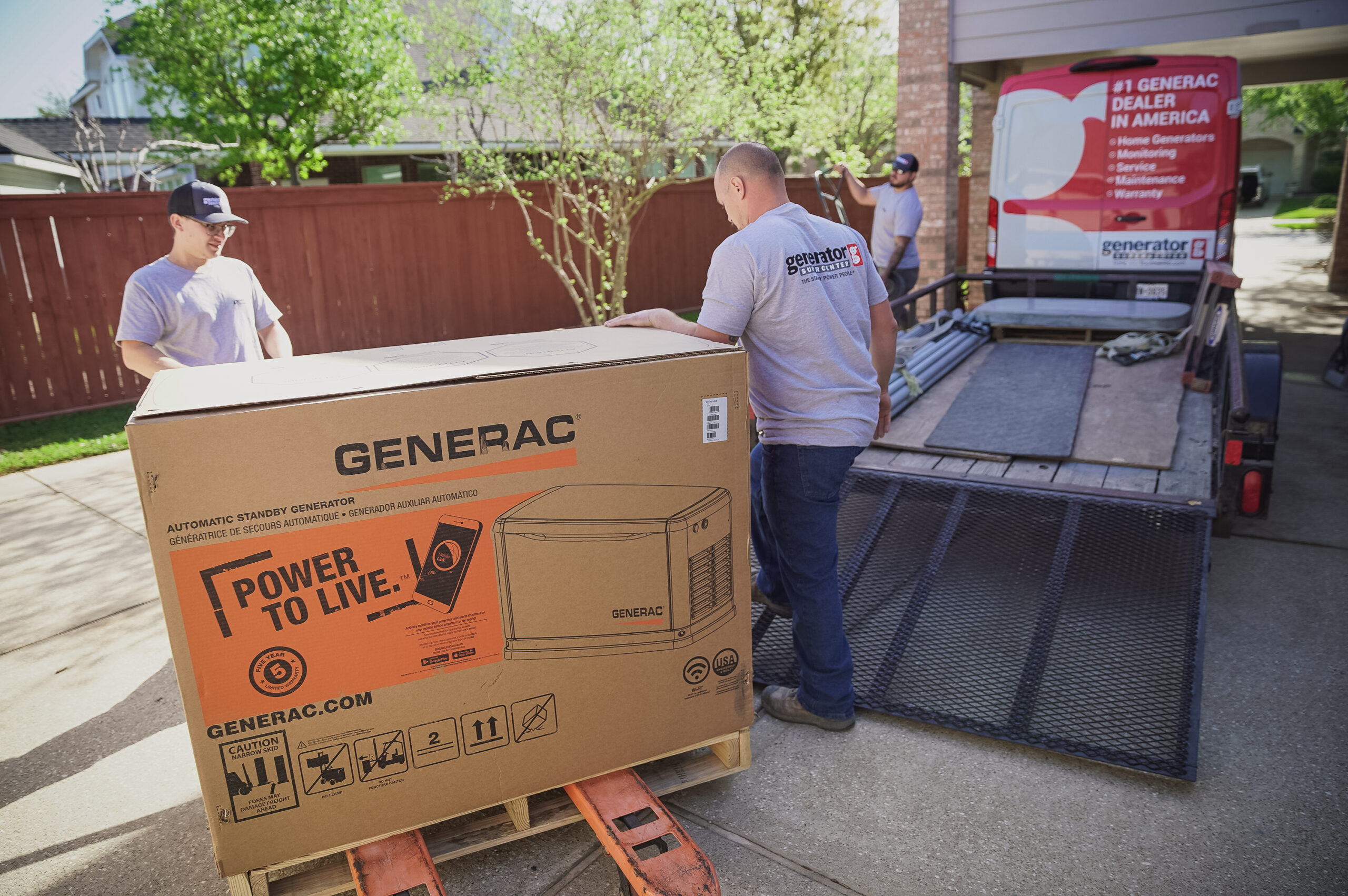 Generac standby generator being delivered for residential installation