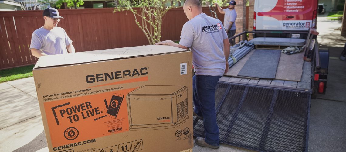 Generac standby generator being delivered for residential installation